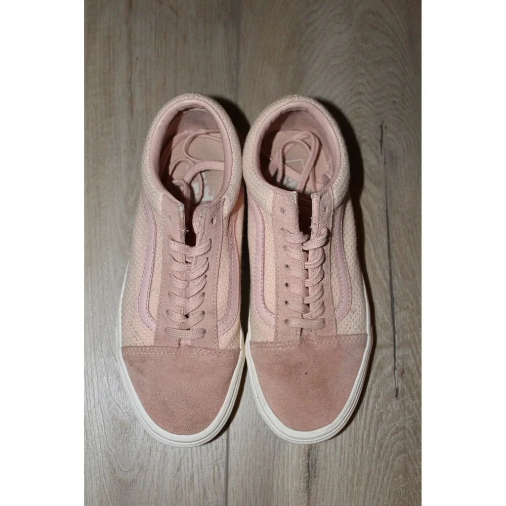 Vans Old Skool Pink Suede Woven Textile Low Top Sneakers Womens 7.5 Mens 6.0‎